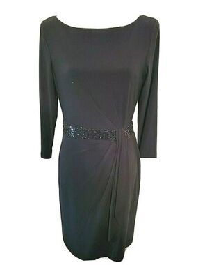 Chaps | Gathered Faux Wrap Sequin Dress